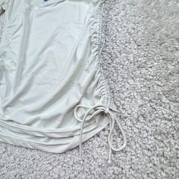 CabanaLife Ruched Rashguard Swim Tunic Cover Up White Blue - Picture 5 of 9